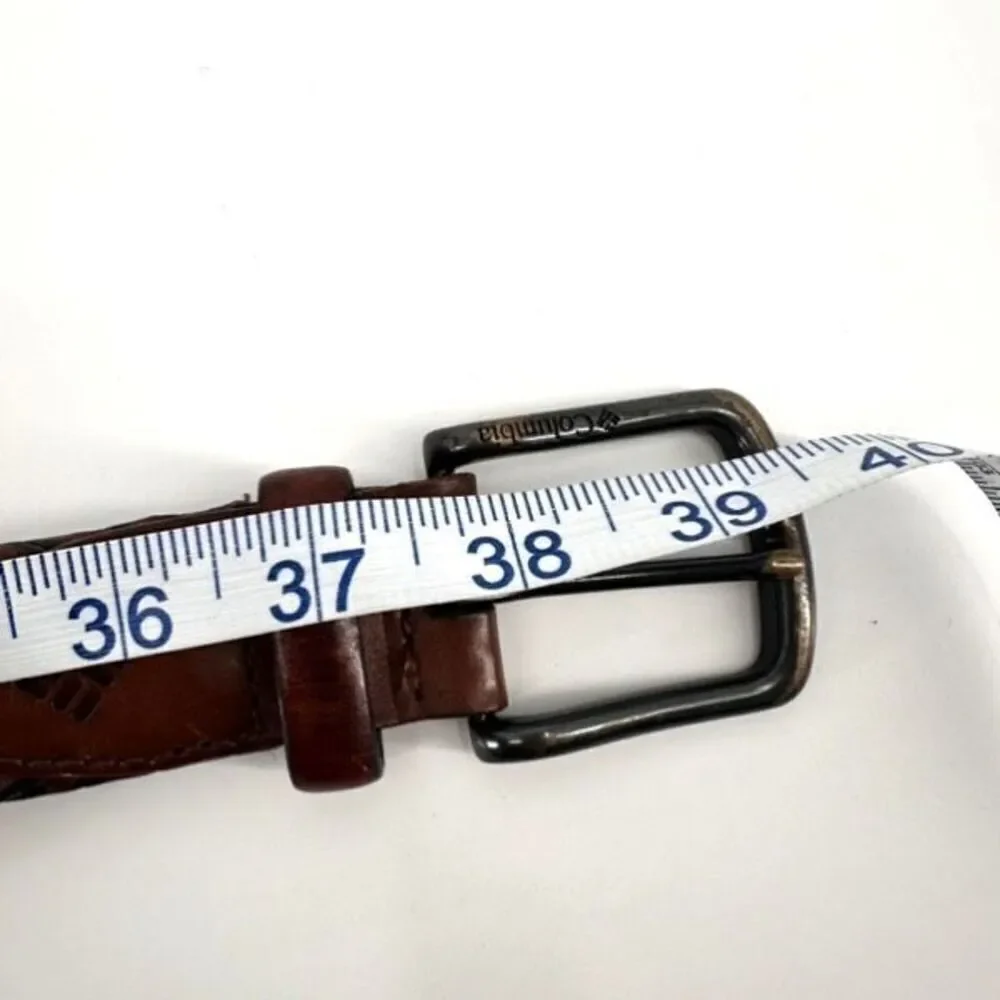Vintage Columbia Men's Two-Tone Leather Trim Woven Braided Belt Brown Size Small